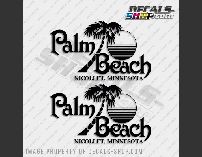 Palm Beach Nicollet Minnesota Boat Logo Decal Set of 2 x 18"
